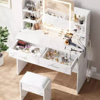 Makeup Vanity Desk with Mirror, Modern Vanity Set with Storage Drawers and Stool, Large Dressing Table for Bedroom, Cloakroom, Dressing room