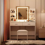 Makeup Vanity Desk with Mirror, Modern Vanity Set with Storage Drawers and Stool, Large Dressing Table for Bedroom, Cloakroom, Dressing room