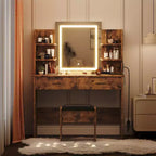 Makeup Vanity Desk with Mirror, Modern Vanity Set with Storage Drawers and Stool, Large Dressing Table for Bedroom, Cloakroom, Dressing room
