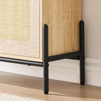 Rattan Shoe Storage Cabinet with 2 Flip Drawers Hidden Slim Shoe Organizer for Entryway, Farmhouse Boho Narrow Shoe Rack