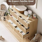 6-Drawer Rattan Dresser, Extra Deep Storage - Versatile Large Double Dresser for Bedroom, Living Room, Hallway, Kids Room & Closet Organization