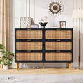 6-Drawer Rattan Dresser, Extra Deep Storage - Versatile Large Double Dresser for Bedroom, Living Room, Hallway, Kids Room & Closet Organization