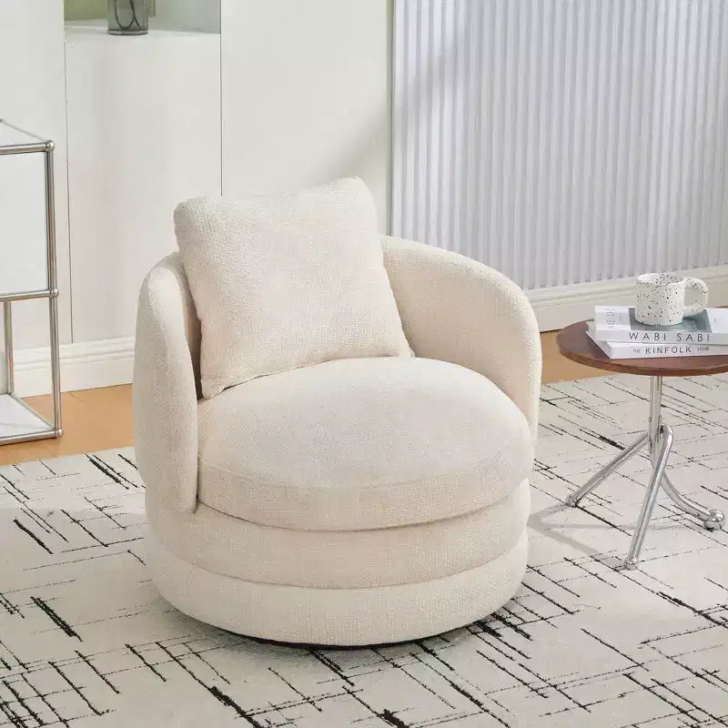 360 Swivel Accent Chair Barrel Chair Single Club Sofa Chair Upholstered Armchair Round Reading Chair - ModernLuxe
