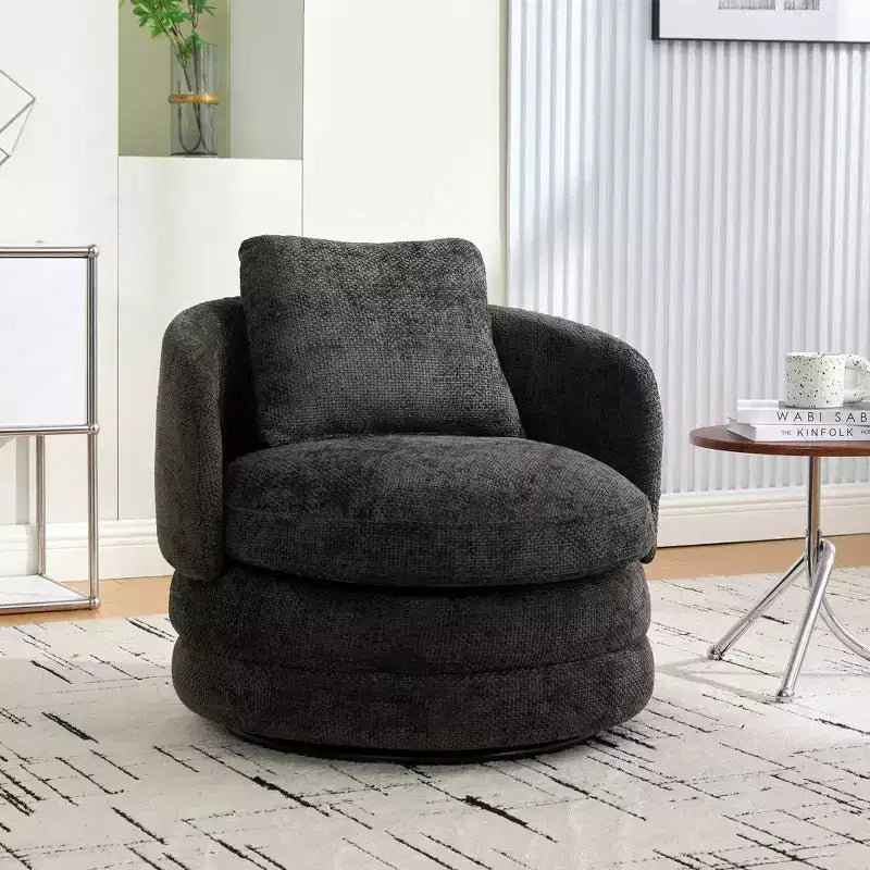 360 Swivel Accent Chair Barrel Chair Single Club Sofa Chair Upholstered Armchair Round Reading Chair - ModernLuxe