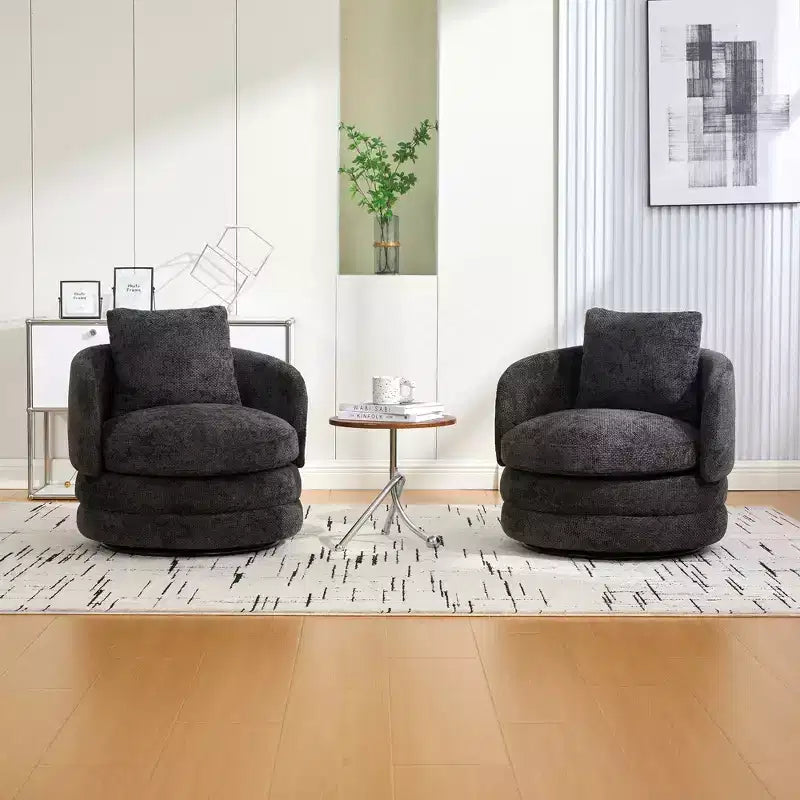 360 Swivel Accent Chair Barrel Chair Single Club Sofa Chair Upholstered Armchair Round Reading Chair - ModernLuxe