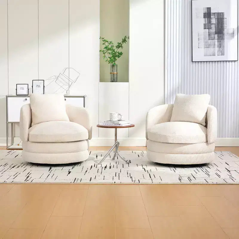 360 Swivel Accent Chair Barrel Chair Single Club Sofa Chair Upholstered Armchair Round Reading Chair - ModernLuxe