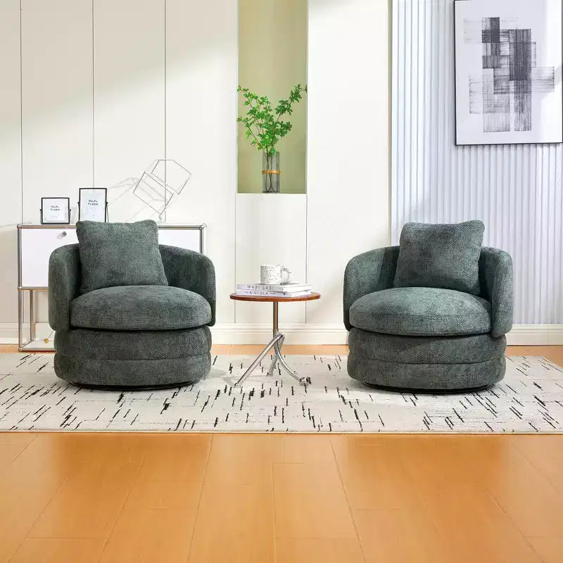 360 Swivel Accent Chair Barrel Chair Single Club Sofa Chair Upholstered Armchair Round Reading Chair - ModernLuxe