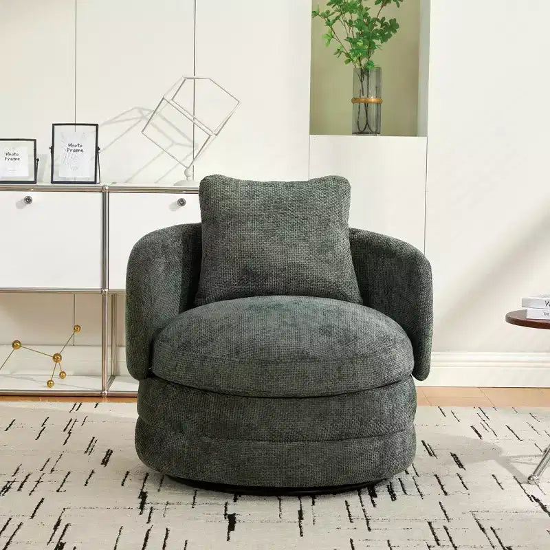 360 Swivel Accent Chair Barrel Chair Single Club Sofa Chair Upholstered Armchair Round Reading Chair - ModernLuxe