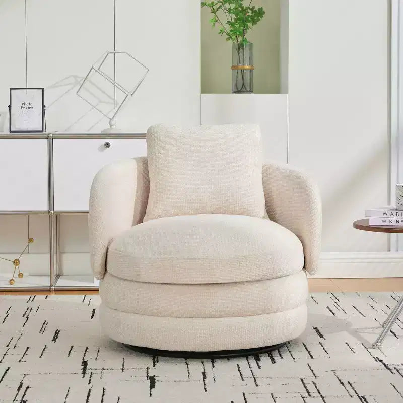 360 Swivel Accent Chair Barrel Chair Single Club Sofa Chair Upholstered Armchair Round Reading Chair - ModernLuxe
