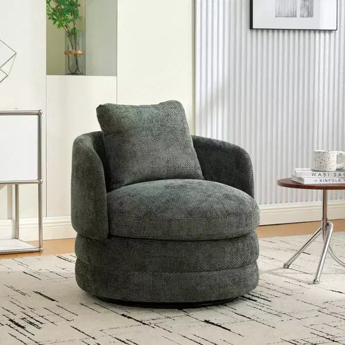 360 Swivel Accent Chair Barrel Chair Single Club Sofa Chair Upholstered Armchair Round Reading Chair - ModernLuxe