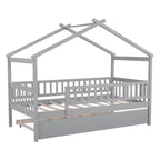 Luxystar Twin Size Kids House Bed with Twin Size Trundle and Pull Out Bed