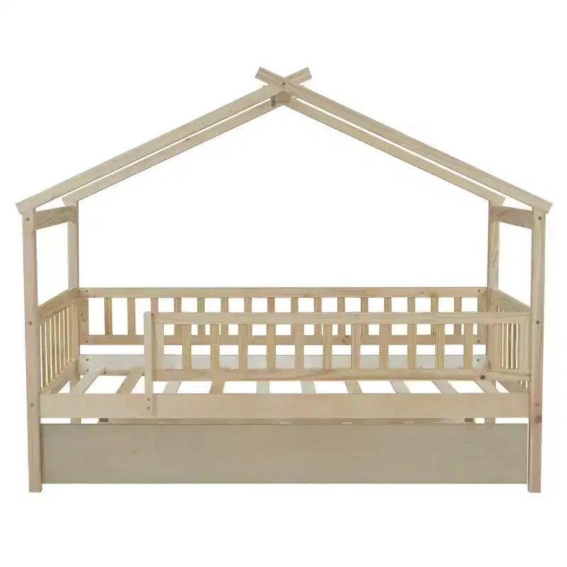 Luxystar Twin Size Kids House Bed with Twin Size Trundle and Pull Out Bed