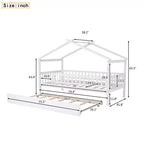 Luxystar Twin Size Kids House Bed with Twin Size Trundle and Pull Out Bed