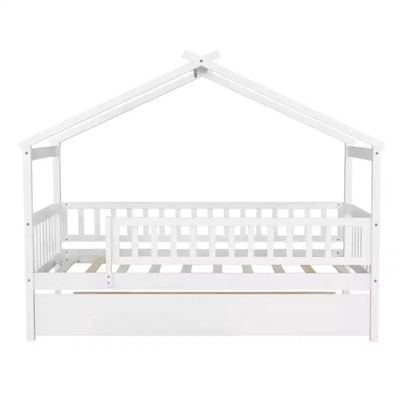 Luxystar Twin Size Kids House Bed with Twin Size Trundle and Pull Out Bed