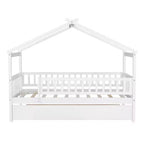 Luxystar Twin Size Kids House Bed with Twin Size Trundle and Pull Out Bed