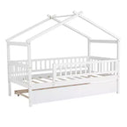 Luxystar Twin Size Kids House Bed with Twin Size Trundle and Pull Out Bed