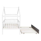 Luxystar Twin Size Kids House Bed with Twin Size Trundle and Pull Out Bed