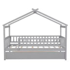 Luxystar Twin Size Kids House Bed with Twin Size Trundle and Pull Out Bed