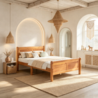 Lit plateforme en bois, cadre de lit en bois avec tête de lit et pied de lit