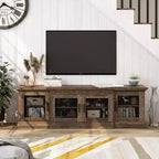 Sartell 4 Door TV Stand for TVs up to 75" Reclaimed Oak - HOMES: Inside + Out: Farmhouse Style, Adjustable Shelves, Mesh Doors