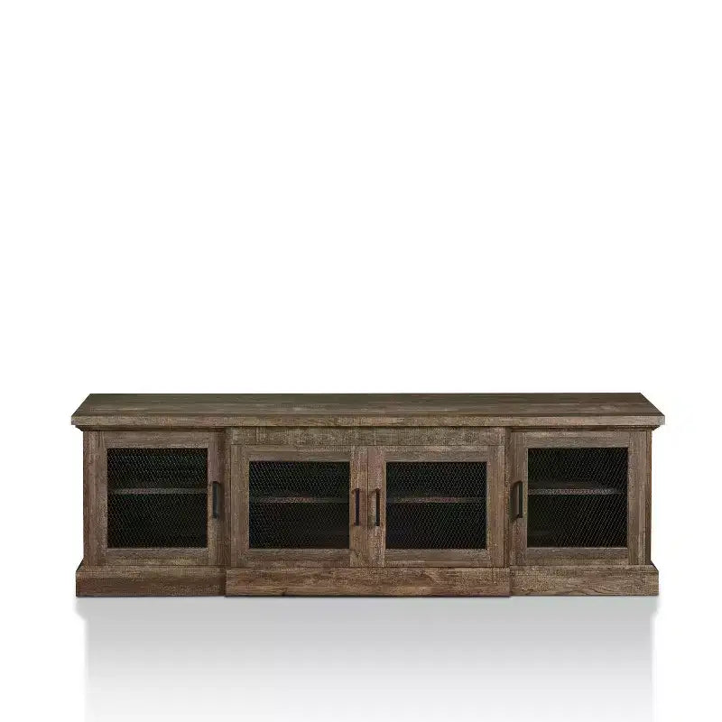 Sartell 4 Door TV Stand for TVs up to 75" Reclaimed Oak - HOMES: Inside + Out: Farmhouse Style, Adjustable Shelves, Mesh Doors