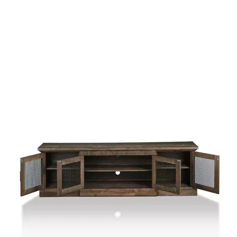 Sartell 4 Door TV Stand for TVs up to 75" Reclaimed Oak - HOMES: Inside + Out: Farmhouse Style, Adjustable Shelves, Mesh Doors