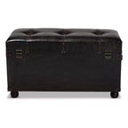 Callum Distressed Faux Leather Storage Ottoman with Lift-Up Lid & Drawers - Baxton Studio