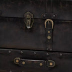 Callum Distressed Faux Leather Storage Ottoman with Lift-Up Lid & Drawers - Baxton Studio