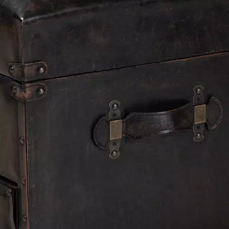Callum Distressed Faux Leather Storage Ottoman with Lift-Up Lid & Drawers - Baxton Studio