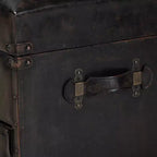 Callum Distressed Faux Leather Storage Ottoman with Lift-Up Lid & Drawers - Baxton Studio