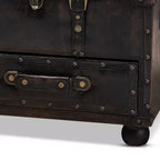 Callum Distressed Faux Leather Storage Ottoman with Lift-Up Lid & Drawers - Baxton Studio