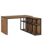 55" Lloyd Corner Desk with Storage Credenza Natural - Alaterre Furniture: Rustic Acacia Wood, L-Shaped Office Furniture with Open Shelf