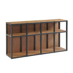55" Lloyd Corner Desk with Storage Credenza Natural - Alaterre Furniture: Rustic Acacia Wood, L-Shaped Office Furniture with Open Shelf