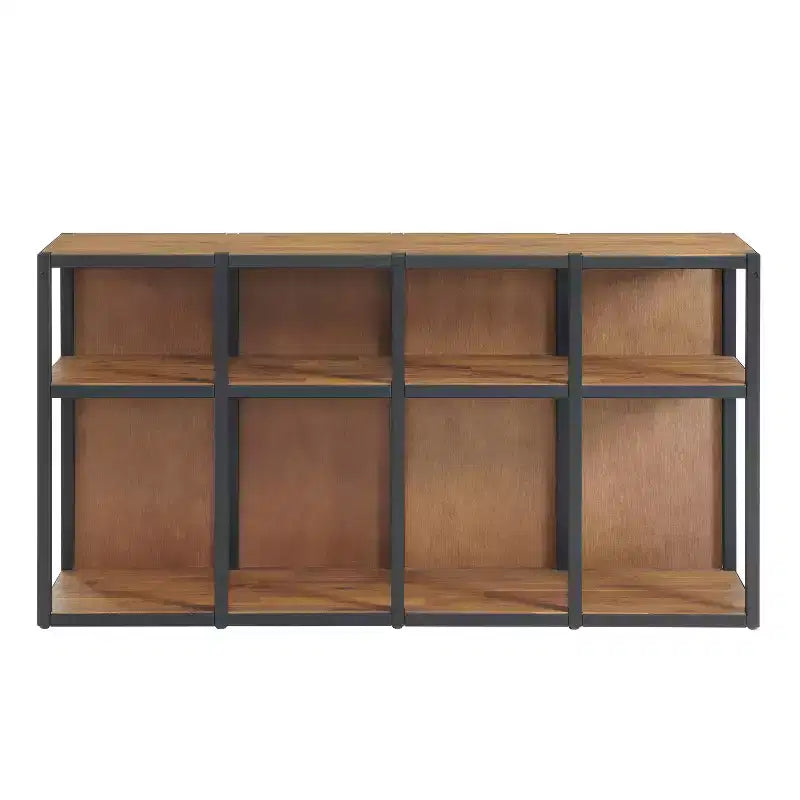 55" Lloyd Corner Desk with Storage Credenza Natural - Alaterre Furniture: Rustic Acacia Wood, L-Shaped Office Furniture with Open Shelf