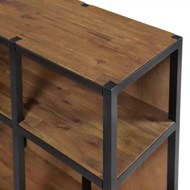 55" Lloyd Corner Desk with Storage Credenza Natural - Alaterre Furniture: Rustic Acacia Wood, L-Shaped Office Furniture with Open Shelf