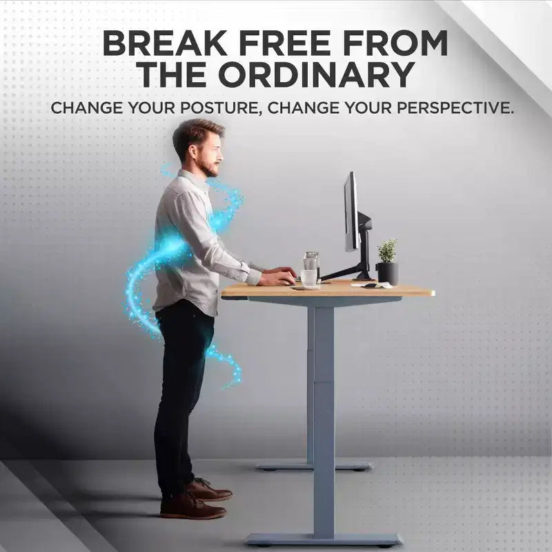 48"x30" Electric Standing Desk with Adjustability ( 27.2"-45.3") Natural Bamboo Gray - Uncaged Ergonomics