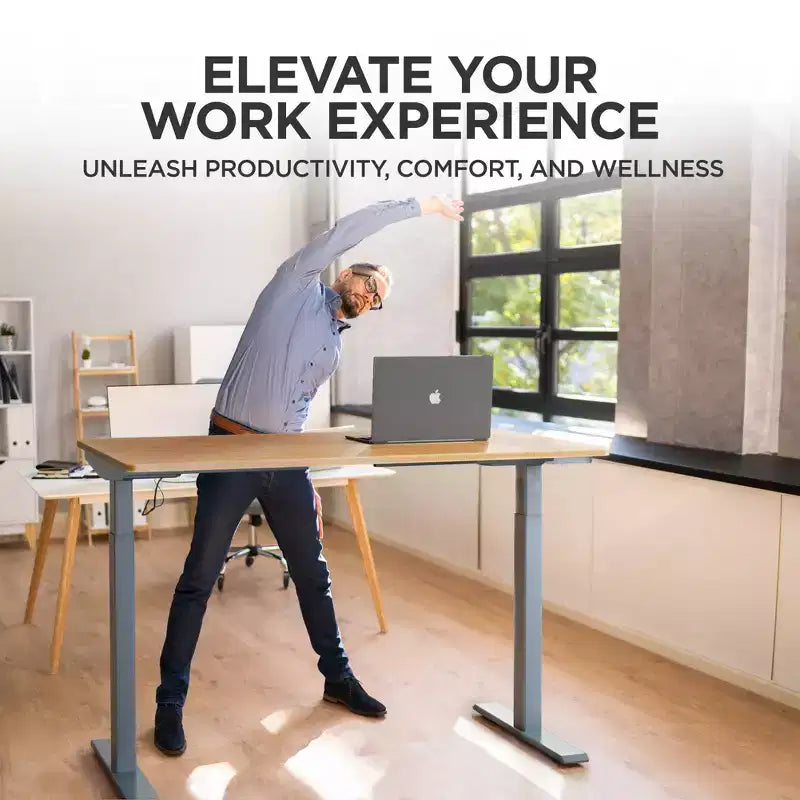 48"x30" Electric Standing Desk with Adjustability ( 27.2"-45.3") Natural Bamboo Gray - Uncaged Ergonomics