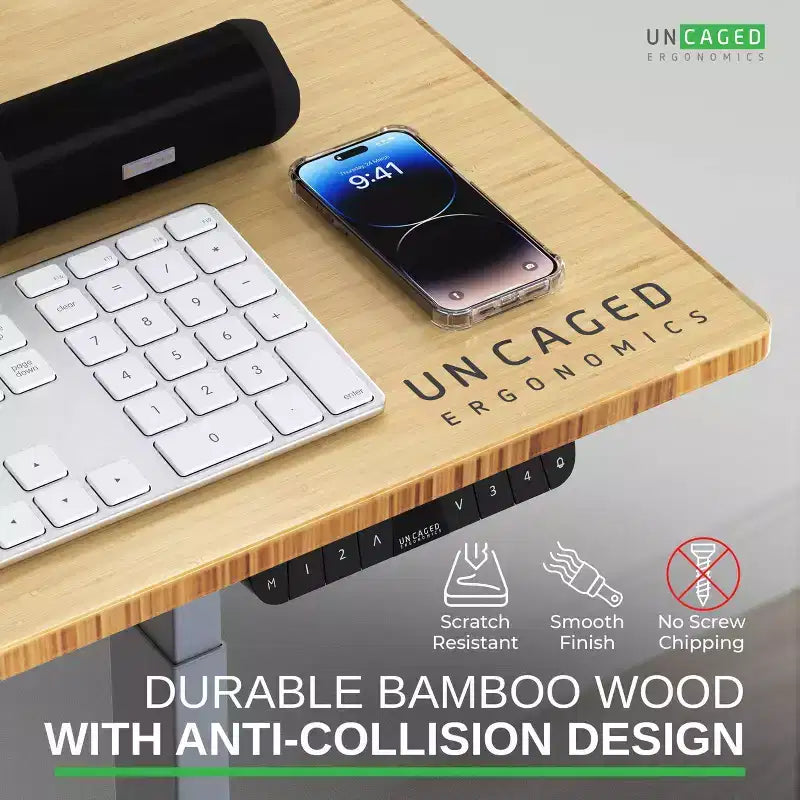 48"x30" Electric Standing Desk with Adjustability ( 27.2"-45.3") Natural Bamboo Gray - Uncaged Ergonomics