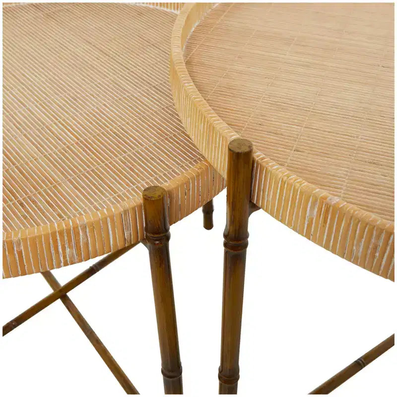 Set of 2 Modern Rattan Nesting Accent Tables Brown - Olivia & May: Indoor Use, No Assembly Required