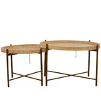 Set of 2 Modern Rattan Nesting Accent Tables Brown - Olivia & May: Indoor Use, No Assembly Required