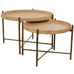 Set of 2 Modern Rattan Nesting Accent Tables Brown - Olivia & May: Indoor Use, No Assembly Required