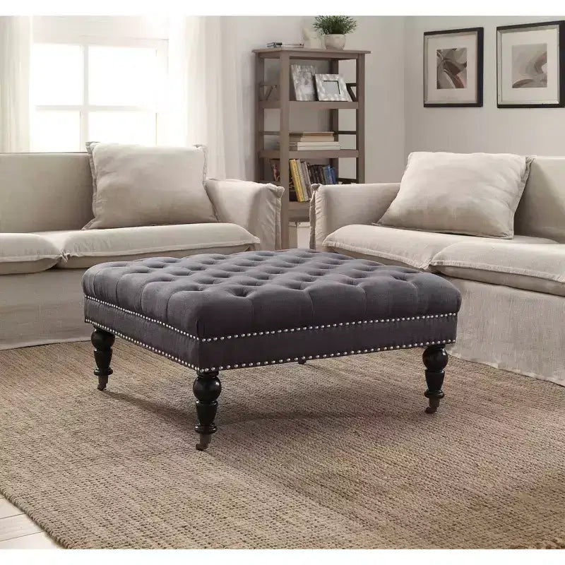 Isabelle Square Tufted Ottoman - Linon