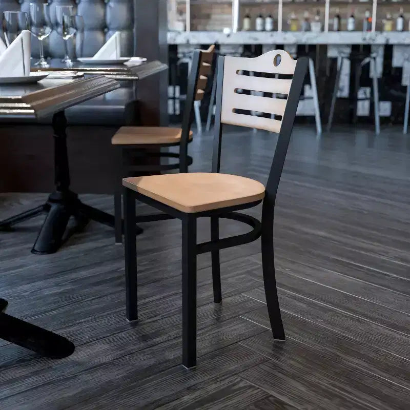 Flash Furniture Black Slat Back Metal Restaurant Chair