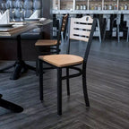 Flash Furniture Black Slat Back Metal Restaurant Chair