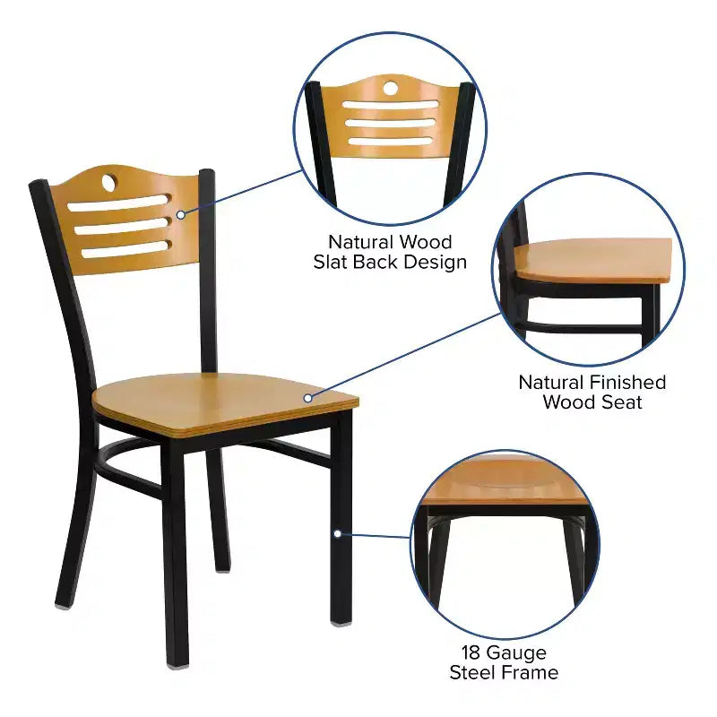Flash Furniture Black Slat Back Metal Restaurant Chair