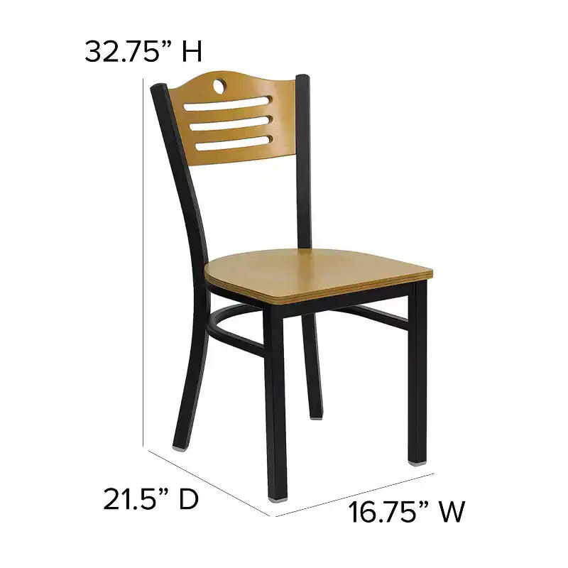 Flash Furniture Black Slat Back Metal Restaurant Chair