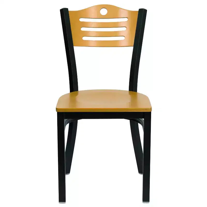 Flash Furniture Black Slat Back Metal Restaurant Chair