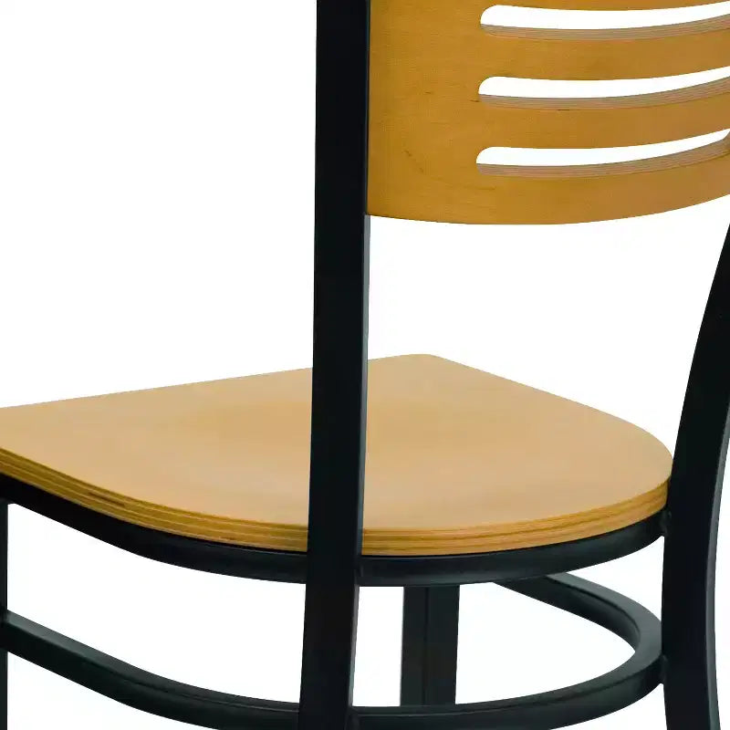 Flash Furniture Black Slat Back Metal Restaurant Chair