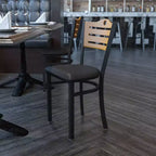 Flash Furniture Black Slat Back Metal Restaurant Chair