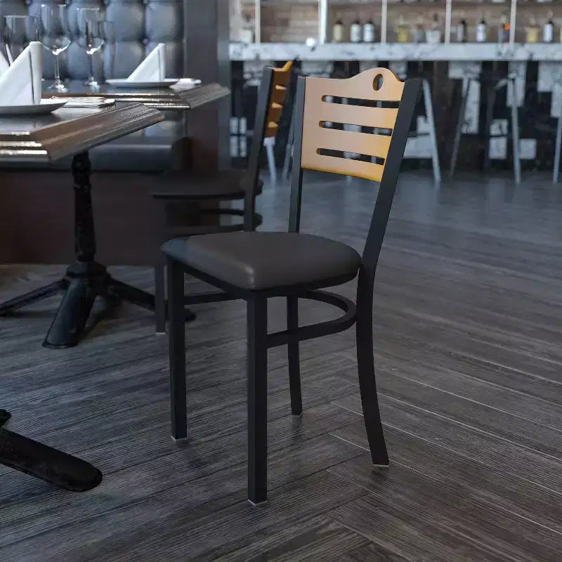 Flash Furniture Black Slat Back Metal Restaurant Chair